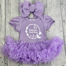 Load image into Gallery viewer, Personalised First Eid Tutu Romper &amp; Oversized Bow Headband Set - Little Secrets Clothing
