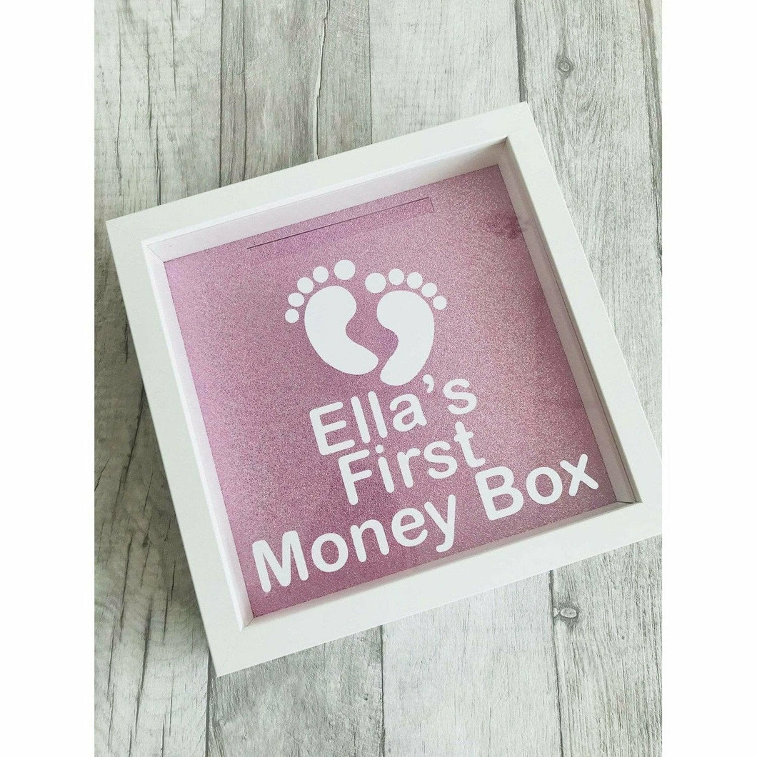Personalised 'First Money Box' Baby Girls Saving Gift