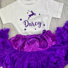 Load image into Gallery viewer, Girls Personalised Christmas Purple Boutique Set, Reindeer Design - Little Secrets Clothing
