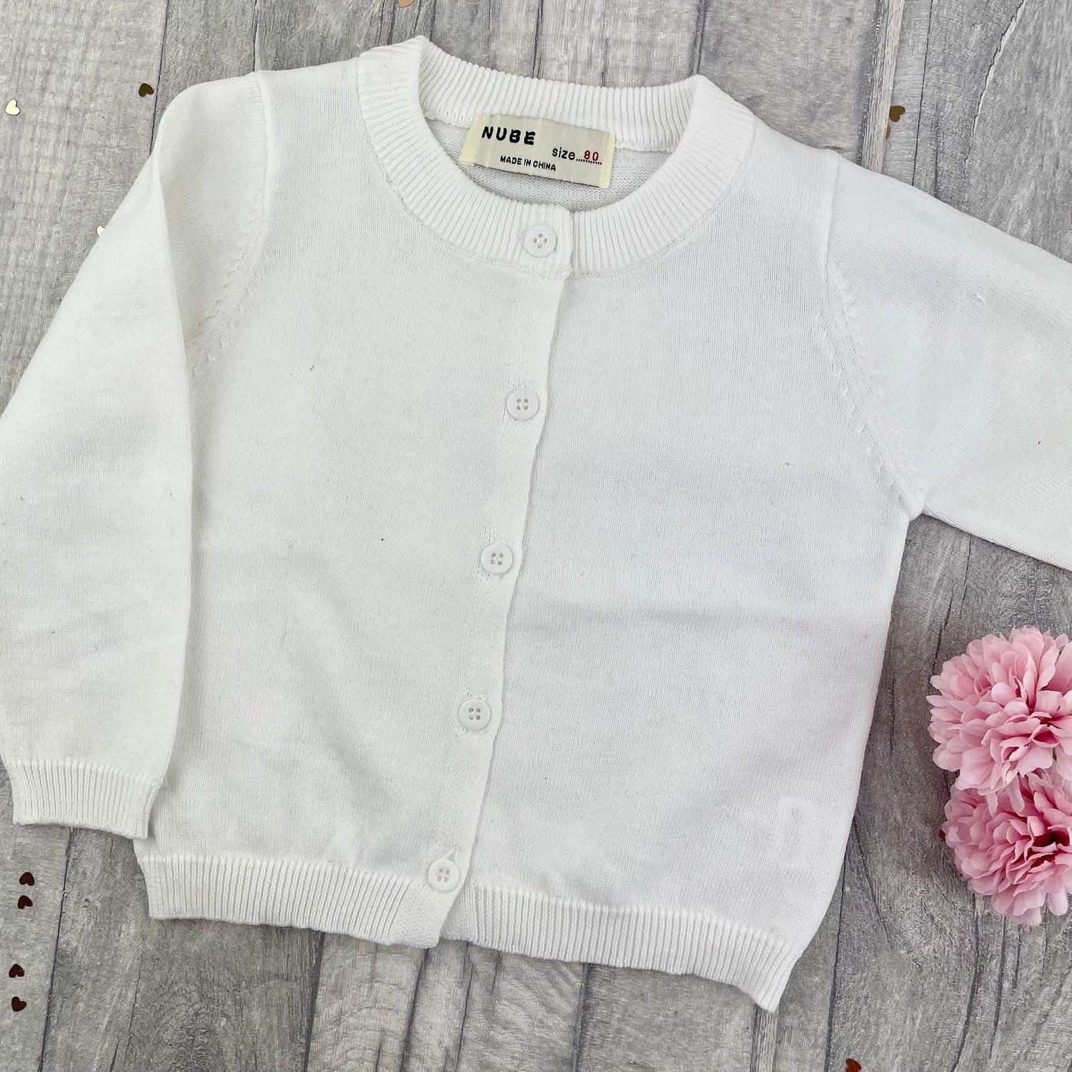 Baby Girl White Cotton Cardigan