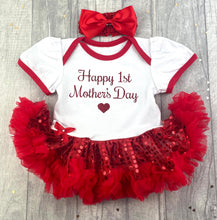 Load image into Gallery viewer, Happy 1st Mother&#39;s Day Baby Girl Sequin Tutu Romper With Headband - Little Secrets Clothing
