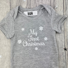 Load image into Gallery viewer, My First Christmas Grey Short Sleeve Baby Romper Vest - Little Secrets Clothing
