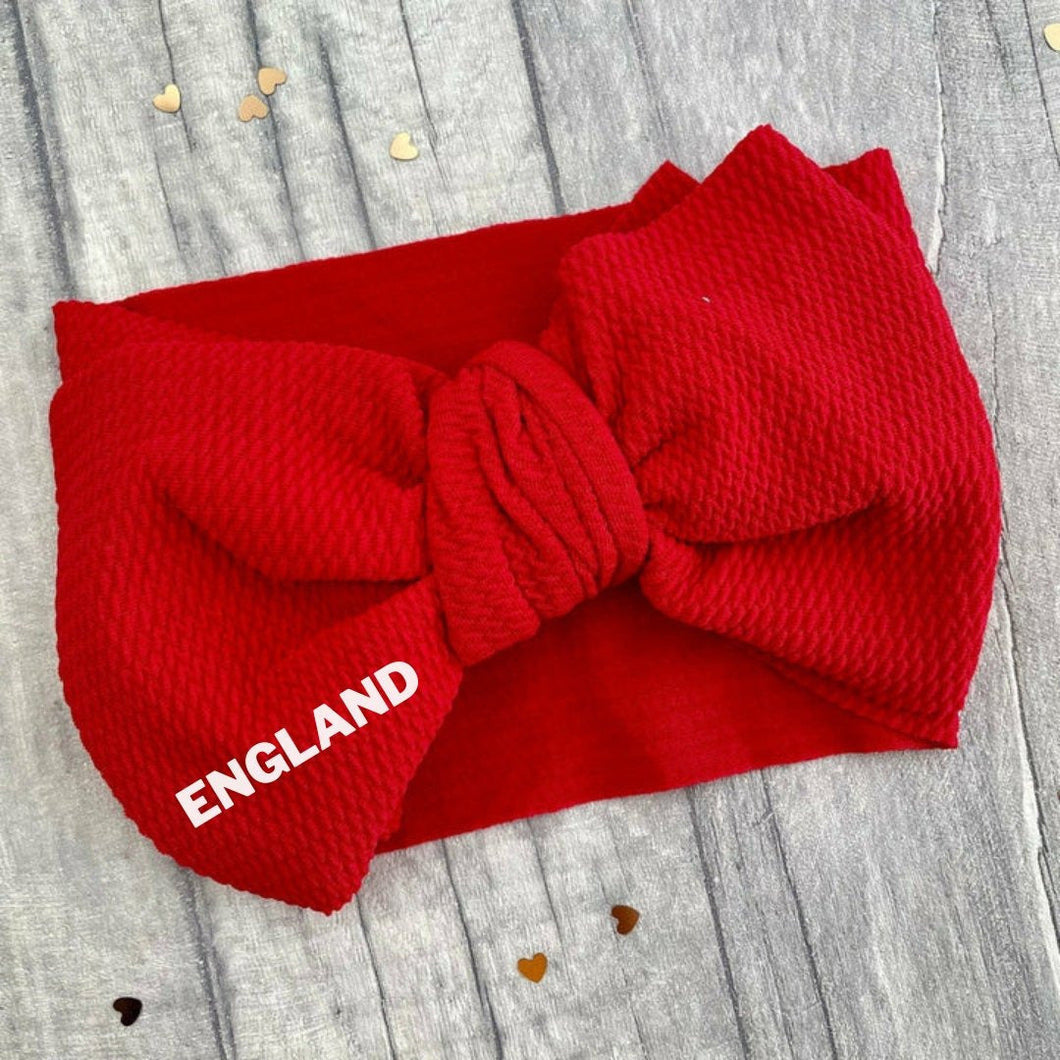 Baby Girls England World Cup Oversized Bow Headband - Little Secrets Clothing