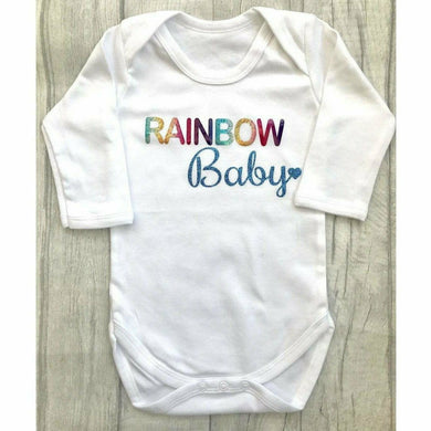 Rainbow Baby blue & white Romper