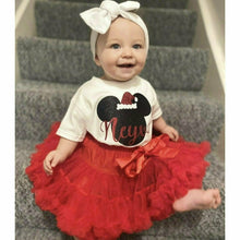 Load image into Gallery viewer, Girls Personalised Minnie Mouse Red Christmas Outfit - Little Secrets Clothing
