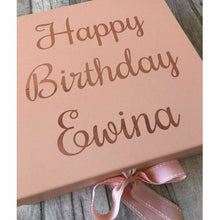 Load image into Gallery viewer, Personalised Happy Birthday Rose Gold Keepsake Gift Box

