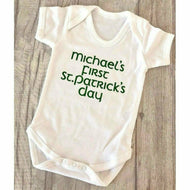 Personalised 'First St. Patrick's Day' Baby Boy / Girl Short Sleeve Romper, Irish Celebrations