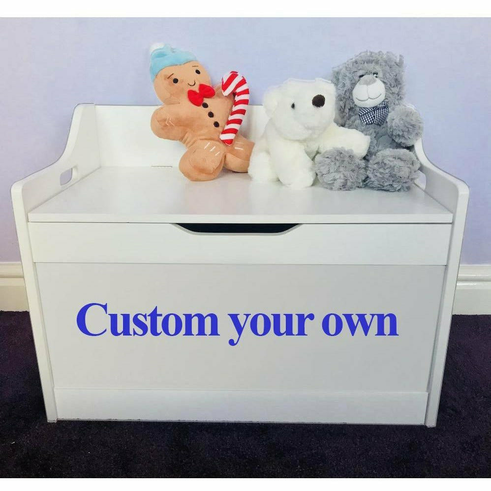 Personalised Baby Girl or Boy Custom Your Own Design White Toddler Wooden Toy Storage Box