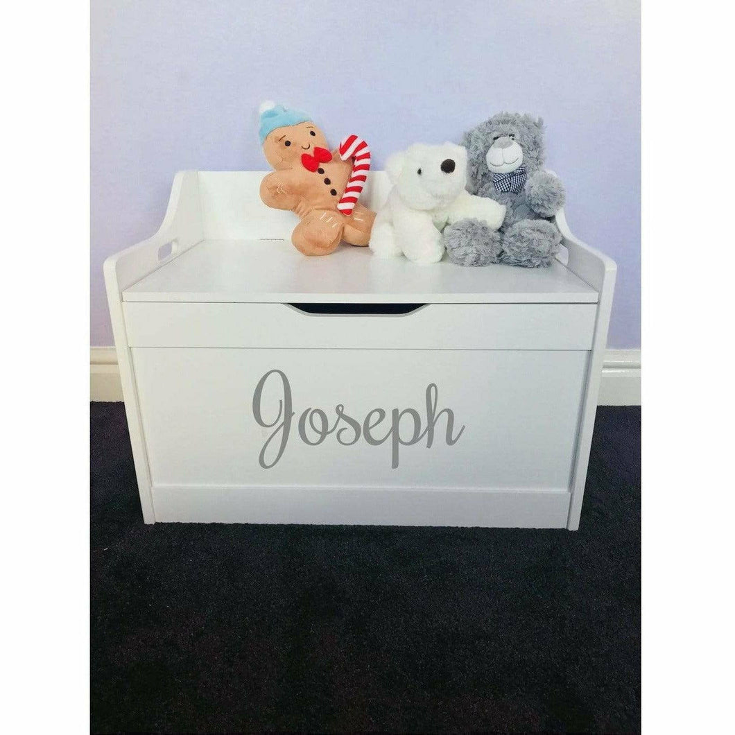 Personalised Baby Girl or Boy white toddler wooden Toy Storage Box