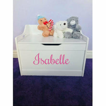 Load image into Gallery viewer, Personalised Baby Girl or Boy white toddler wooden Toy Storage Box
