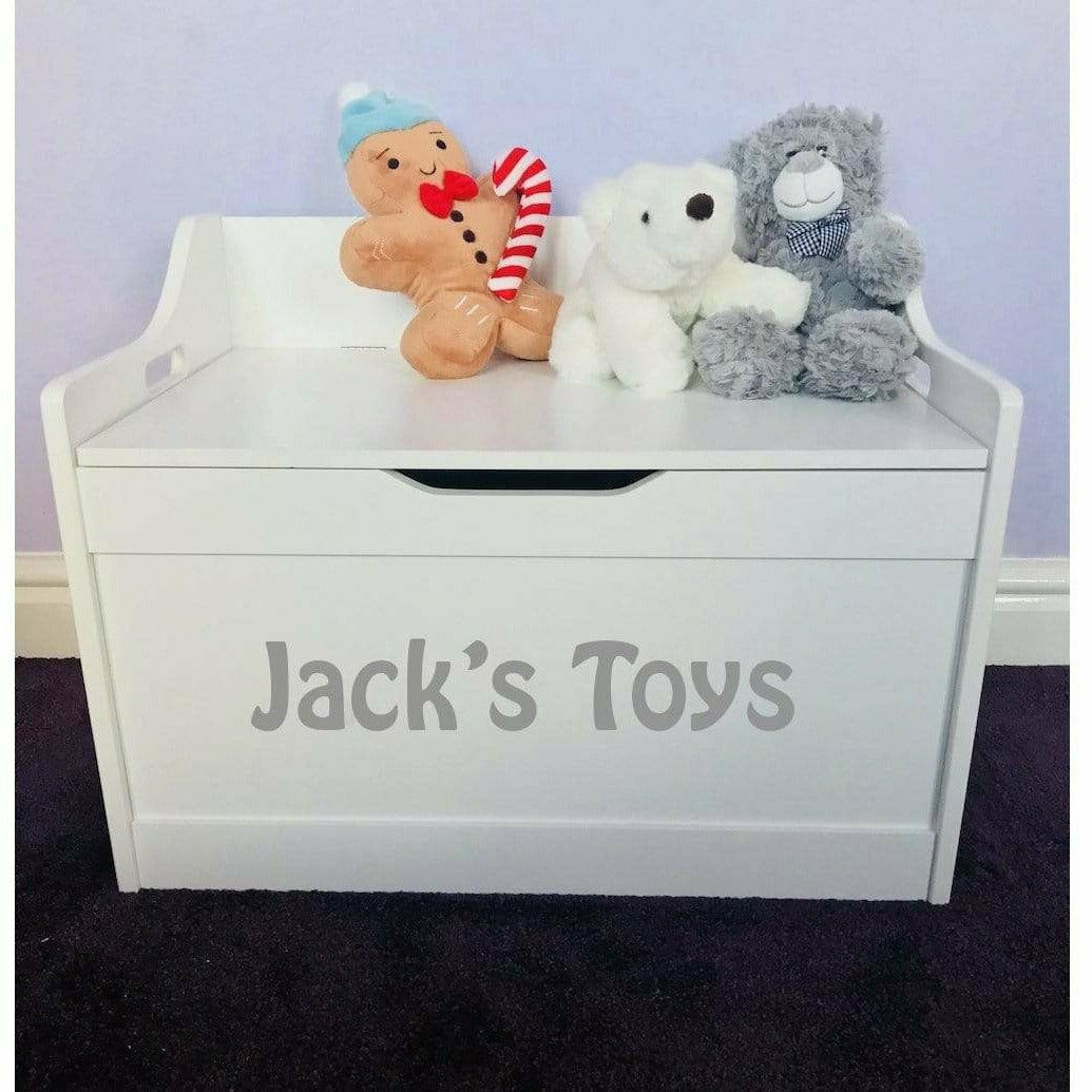Personalised Name Toys Baby Girl or Boy white toddler wooden Toy Storage Box