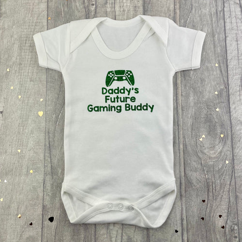 Daddy's Future Gaming Buddy Newborn Baby Short Sleeve Romper Vest - Little Secrets Clothing