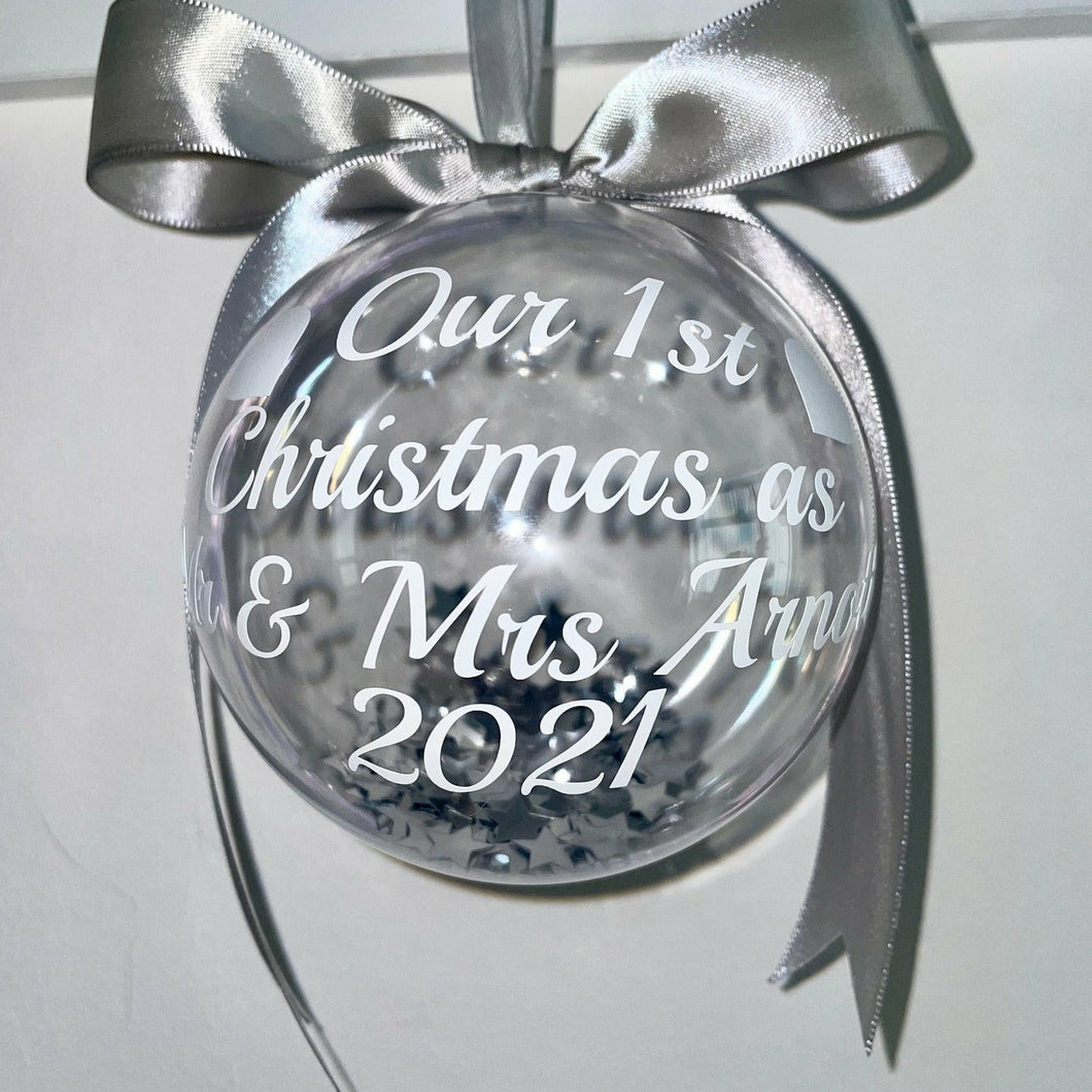 Personalised Our 1st Christmas as Mr & Mrs  Wedding Gift Bauble